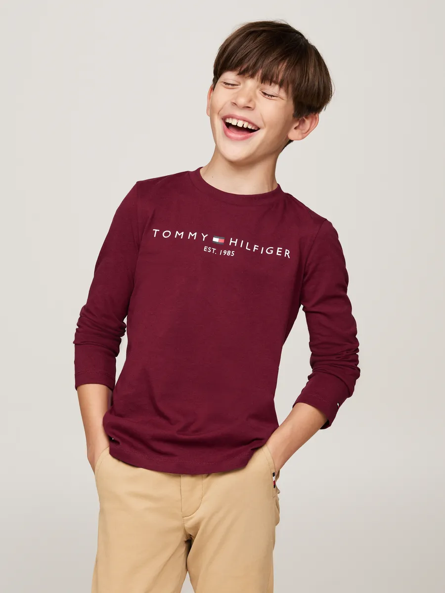 

Рубашка Tommy Hilfiger с длинными рукавами "ESSENTIAL TEE L/S" и надписью-логотипом, цвет Deep Rouge