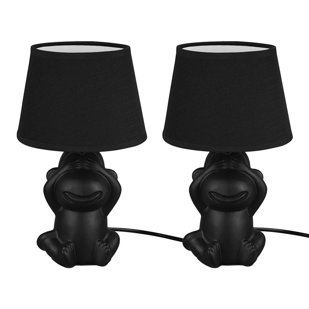 

2x настольная лампа, обезьянка, керамика, текстиль, черный, H 27 см etc-shop