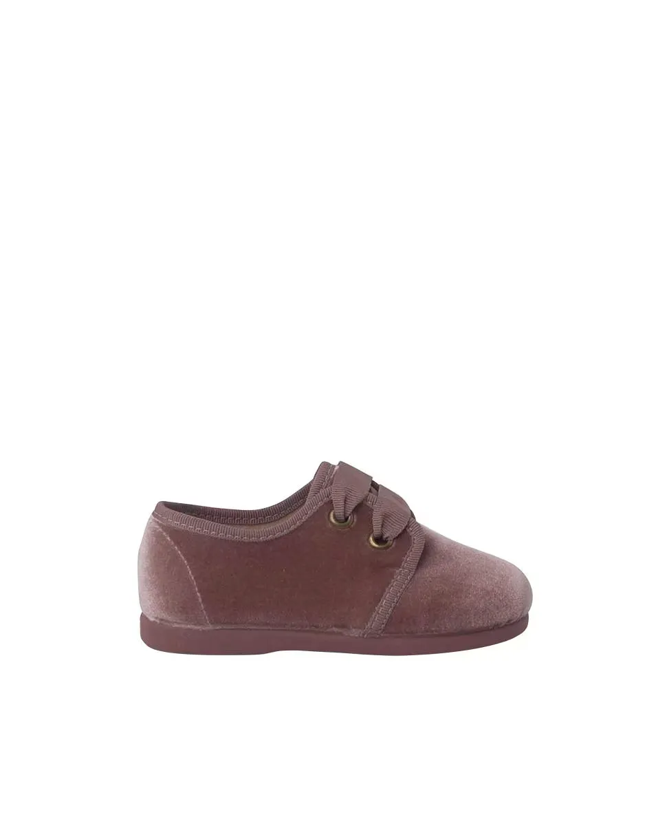 

Английская туфелька для мальчика из бархата и кружева фай Pisamonas, цвет Maquillaje