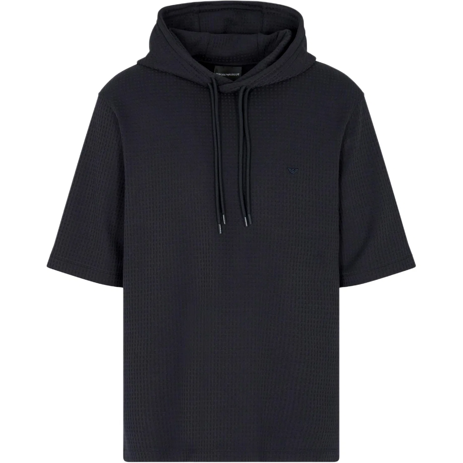 Свитшот с капюшоном из лиоцеллового жаккарда Emporio Armani Asv темно-синий