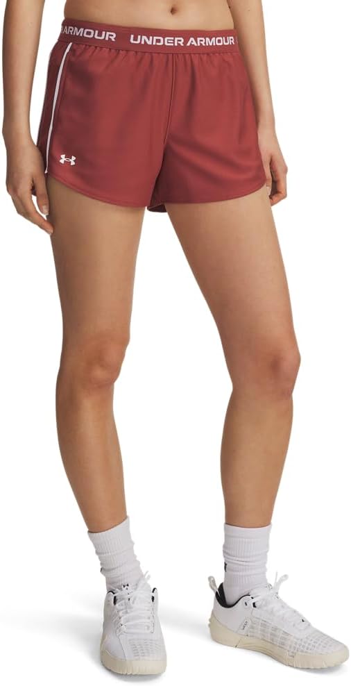 

Женские шорты Under Armour Tech Play Up, (688) Cinna Red/White