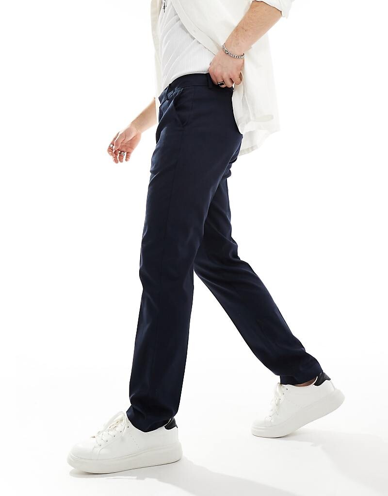 

Темно-синие узкие брюки ASOS DESIGN
