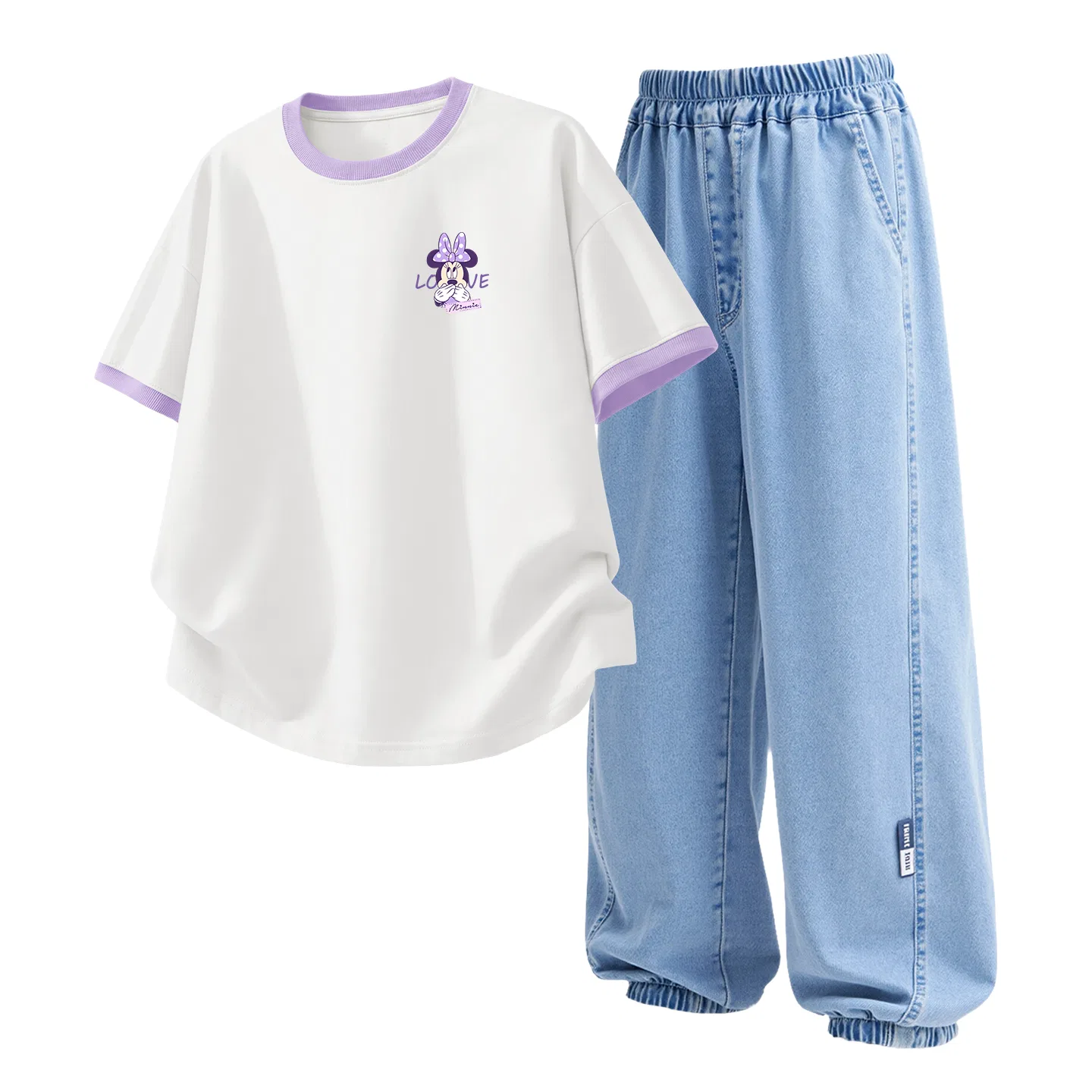 Спортивный костюм для детей Disney Casual Sportswear Two Piece Set, белый, фиолетовый, джинсово-голубой