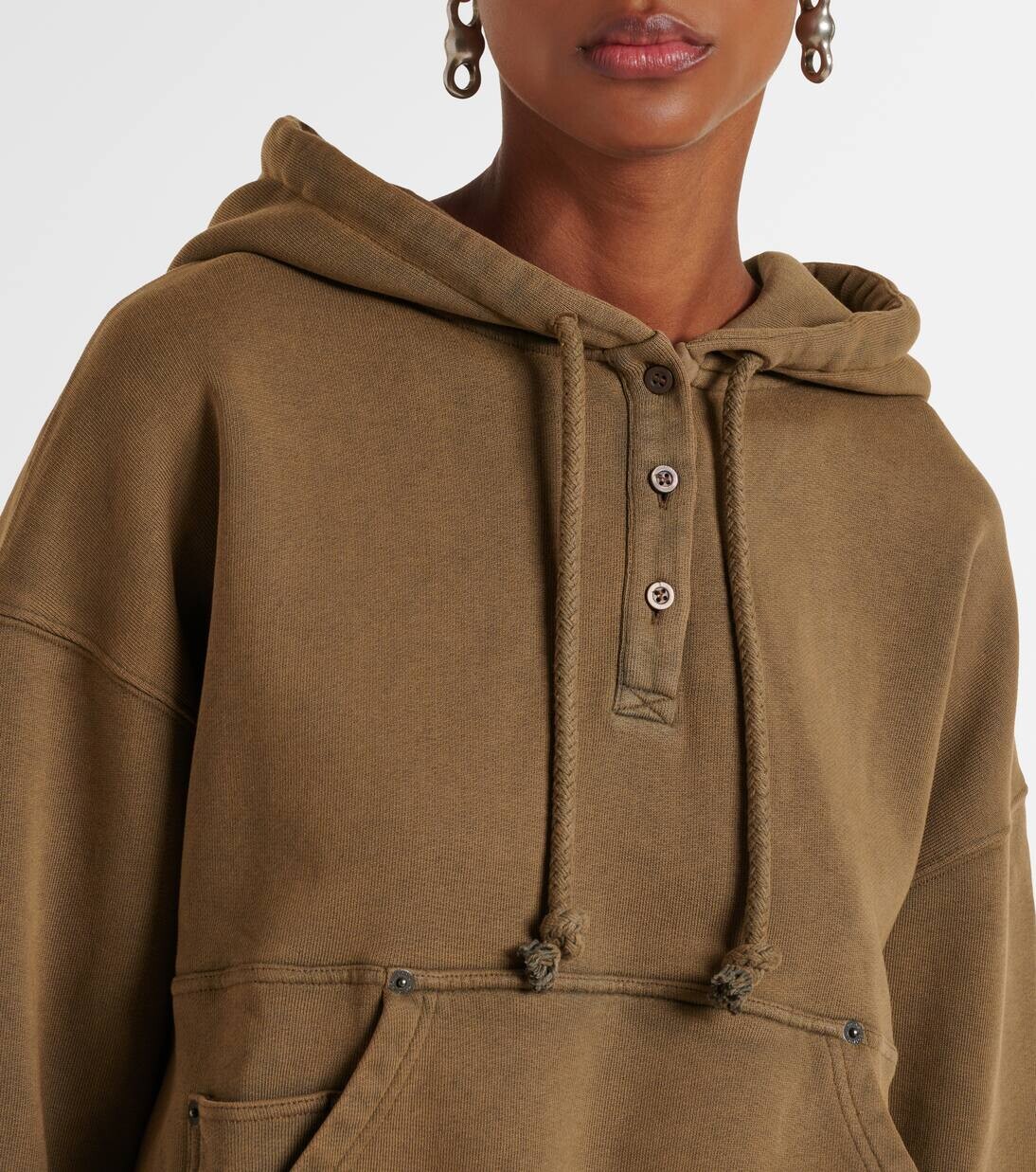Толстовка с капюшоном из хлопкового джерси Acne Studios, цвет mud brown — фото 4
