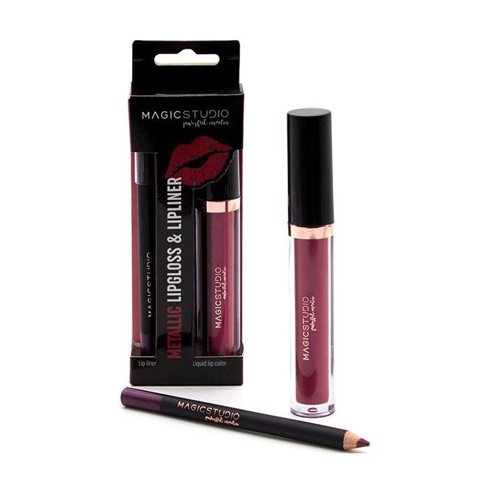 

Блеск для губ Brillo de Labios Metálico & Delineador de Labios Magic Studio, Set 2 productos