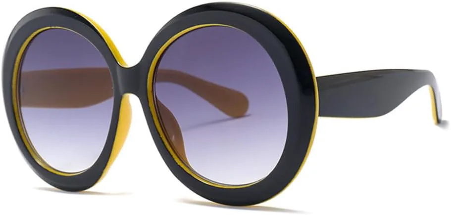 

Солнцезащитные очки LVTFCO больших круглых размеров в стиле ретро, ​​увеличенного размера, для женщин и мужчин, защита от ультрафиолета UV400, Black Yellow