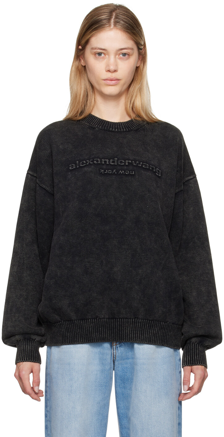 

Черный свитер большого размера с логотипом Alexander Wang, Storm bleach