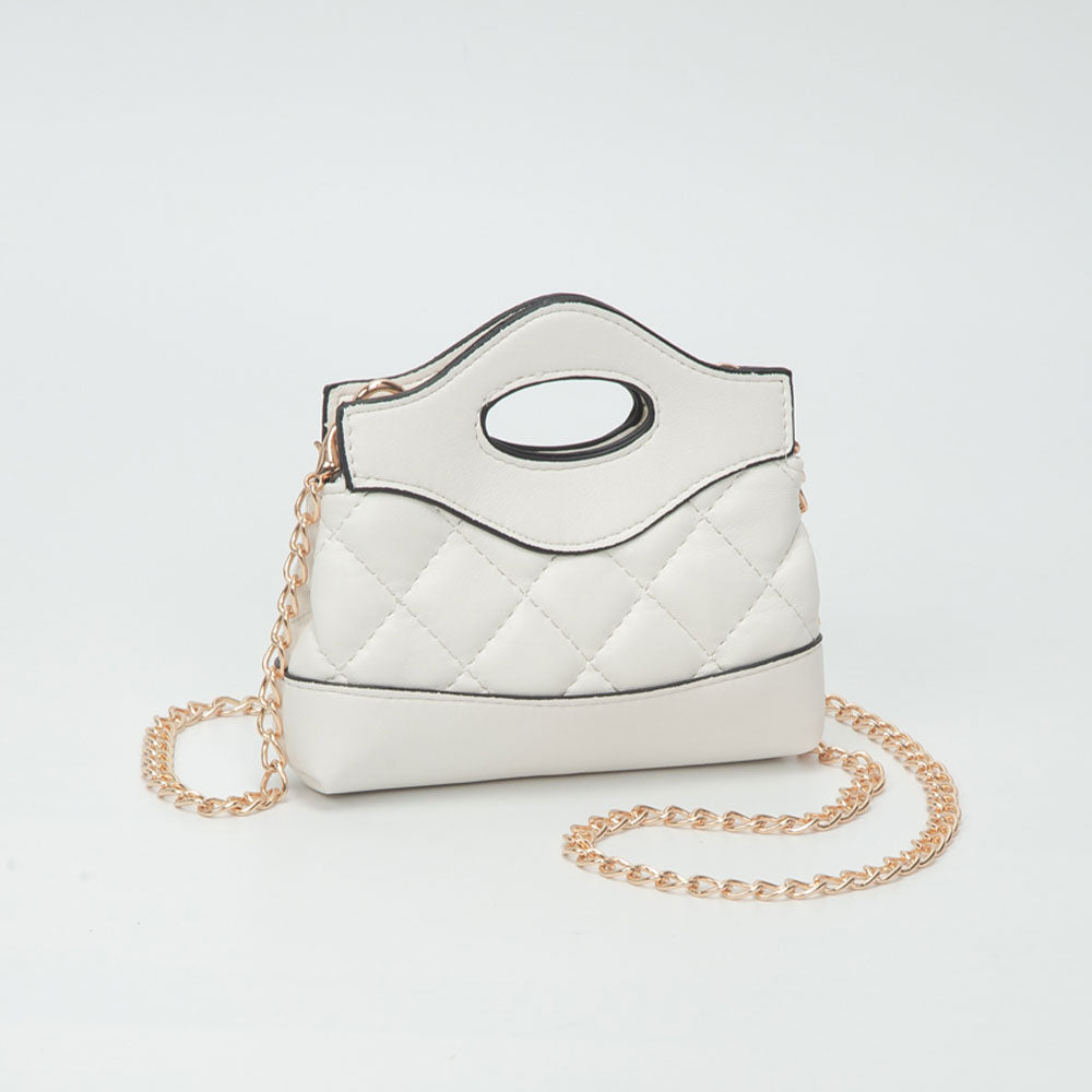 

Миниатюрная стеганая сумка через плечо из гладкой искусственной кожи FASHNZFAB, белый