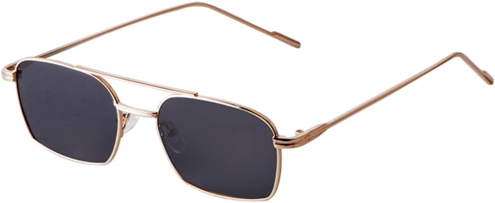 

Модные прямоугольные солнцезащитные очки для женщин в стиле ретро с морскими линзами, металлические, для мужчин с двойной перемычкой, защита от УФ-излучения UV400 VFDHN, 2