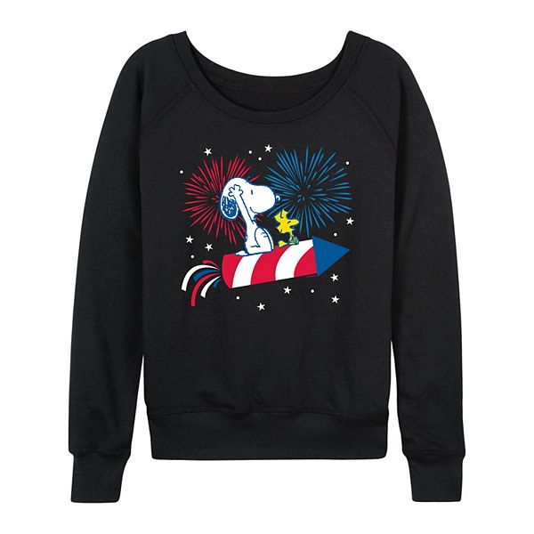 

Футболка с длинным рукавом Women's peanuts snoopy & woodstock fireworks french terry Licensed Character