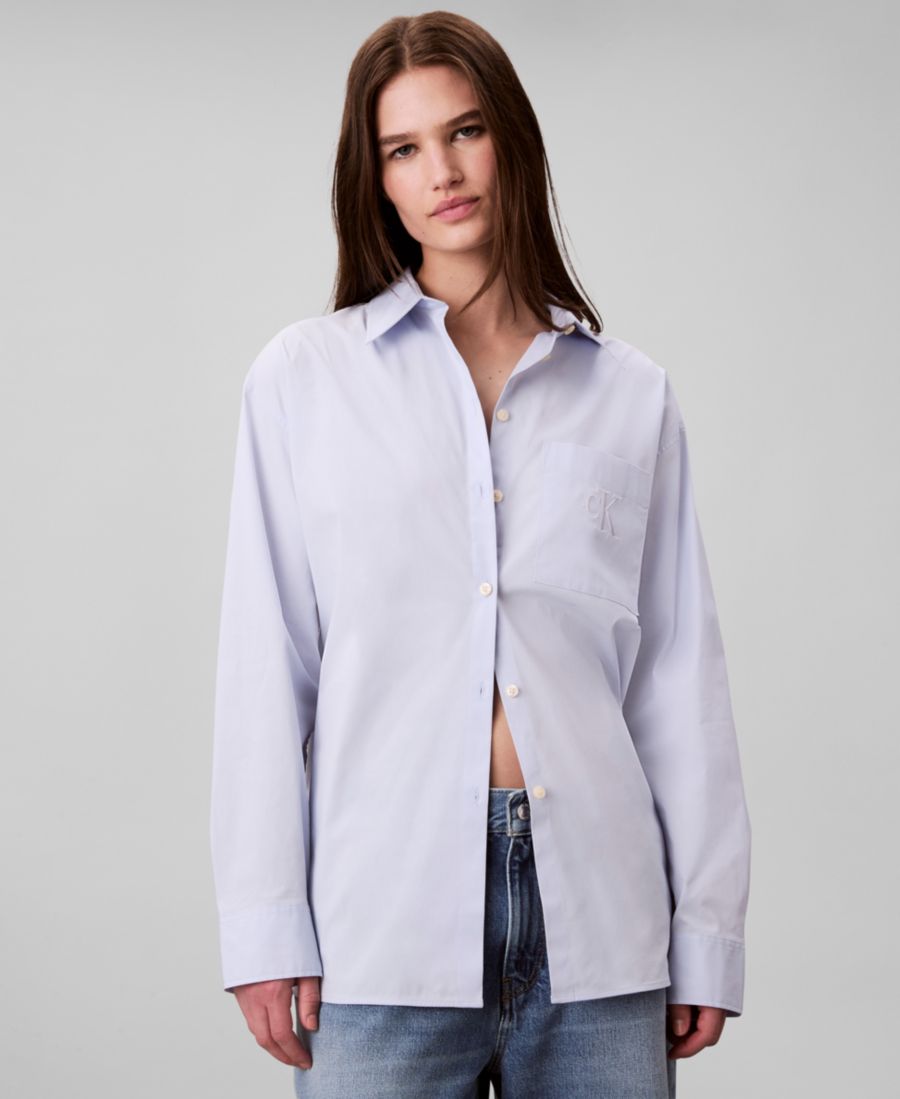 

Женская рубашка из поплина свободного кроя на пуговицах Calvin Klein Jeans, Halogen Blue