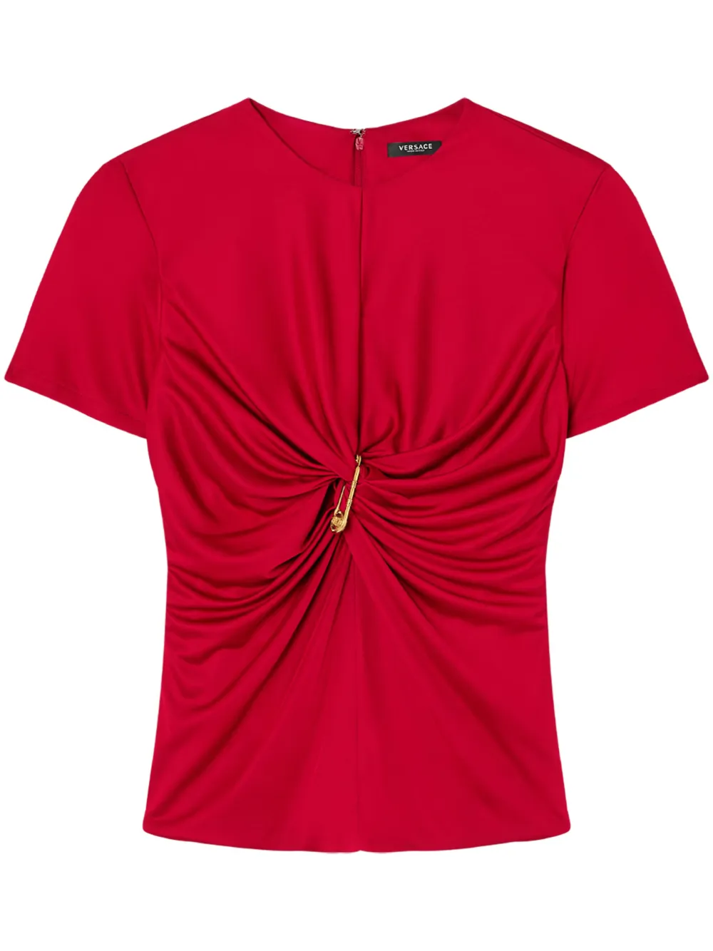 

Топ со сборками и декором Medusa Safety Pin VERSACE, красный