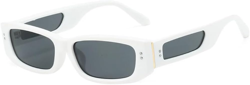 

Модные прямоугольные солнцезащитные очки для женщин, защита от УФ-излучения UV400, ретро-очки с заклепками, градиентные солнцезащитные очки для мужчин TKKTLLT, White Gray