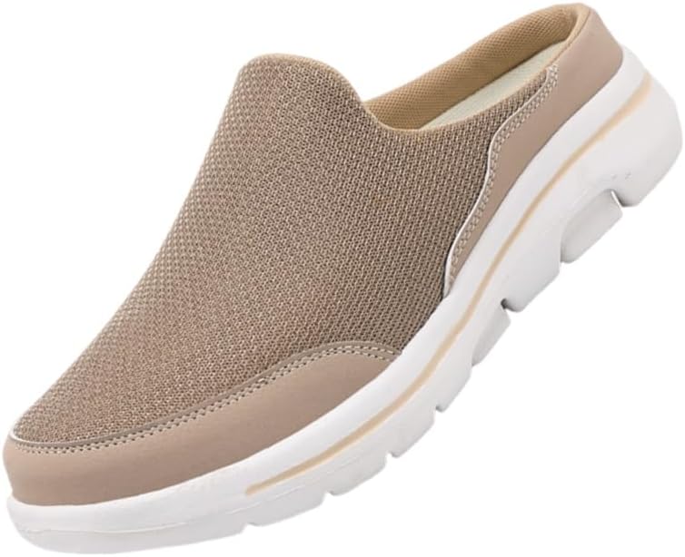 

Мужские большие и высокие легкие слипоны для повседневной носки - верх из дышащей сетки и ткани, подошва с амортизацией MD, комфортное летнее использование для спорта и повседневной одежды Clolinde, светло-коричневый