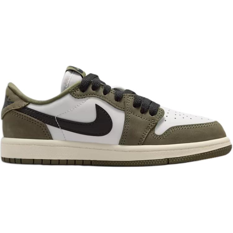 Jordan Кроссовки баскетбольные низкие Air 1 Slip Resistant Abrasion Resistant бело-зеленые детские — фото 3