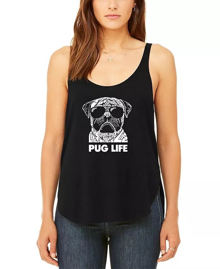 

Женская струящаяся майка Word Art Pug Life LA Pop Art, черный