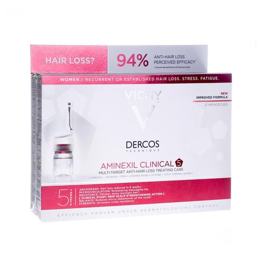 

Vichy Dercos Aminexil Clinical 5, средство против выпадения волос для женщин, 21 ампула