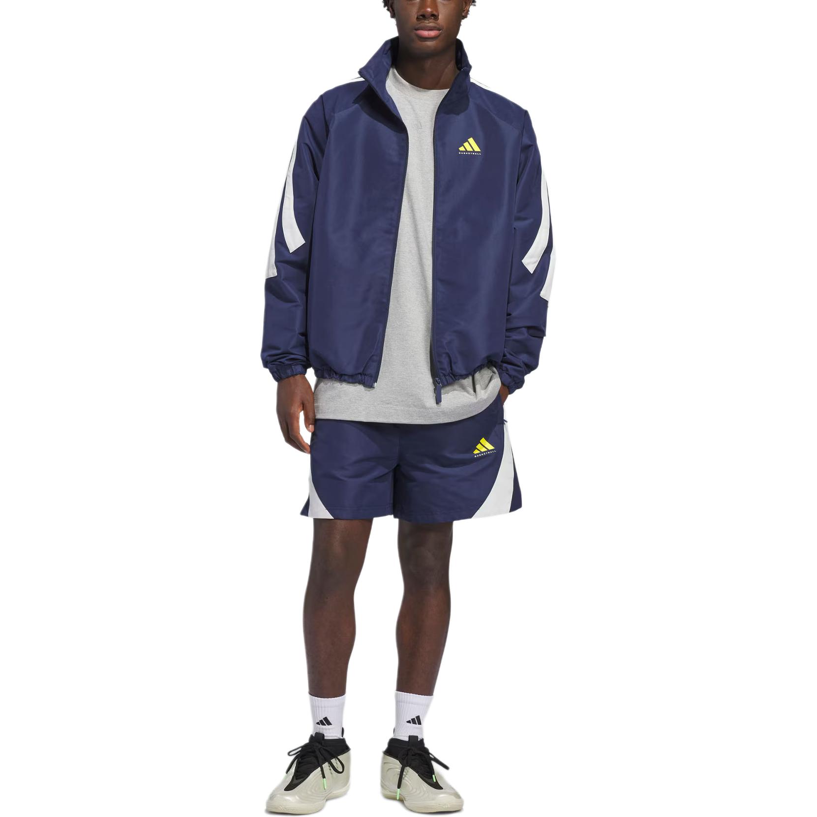 Баскетбольная вязаная куртка Track Top Unisex Adidas, темно-indigo/белый — фото 3