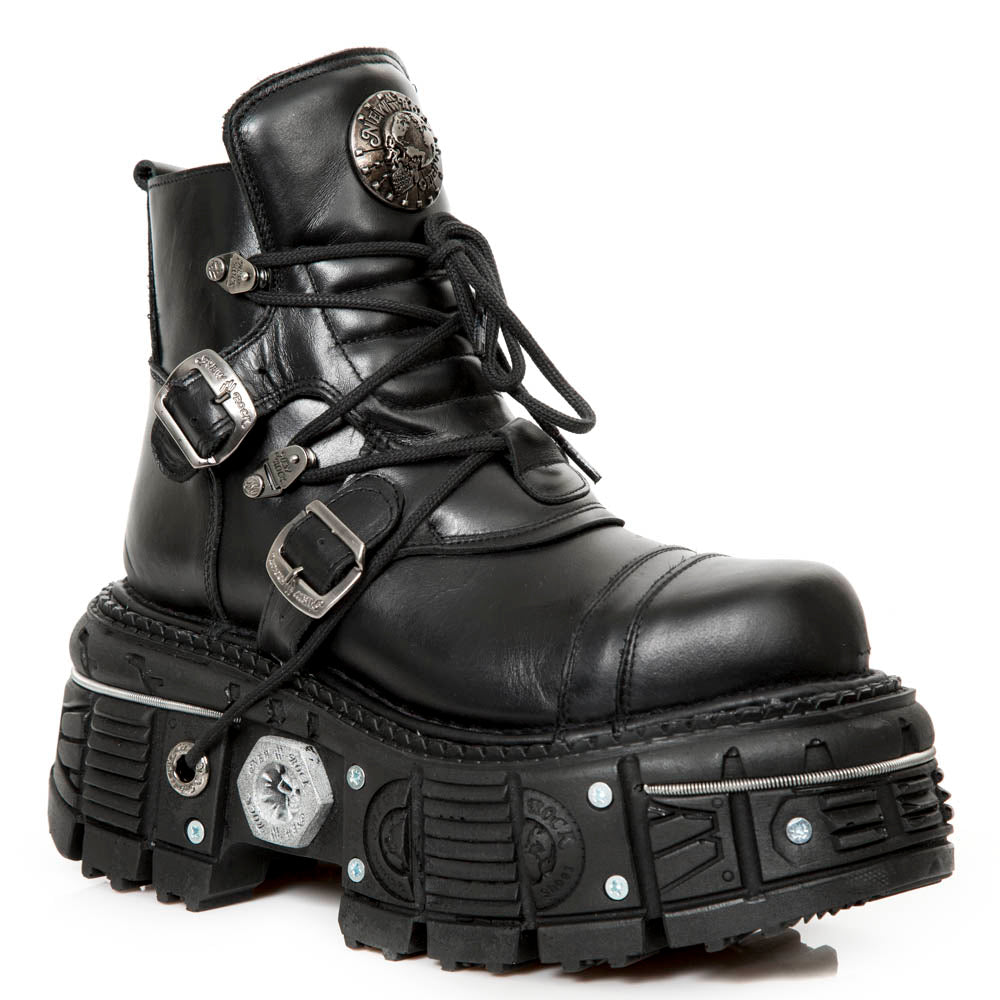 Новые ботинки New Rock M-TANK007-S1 из черной кожи в готическом стиле на платформе