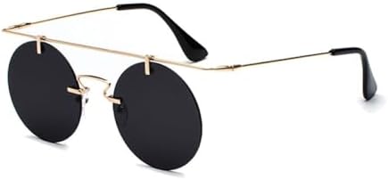 

Модные очки 2027 года для мужчин и женщин: классические круглые безободковые солнцезащитные очки в стиле стимпанк, винтажные очки с защитой от УФ-излучения UV400 MTZJH, C2