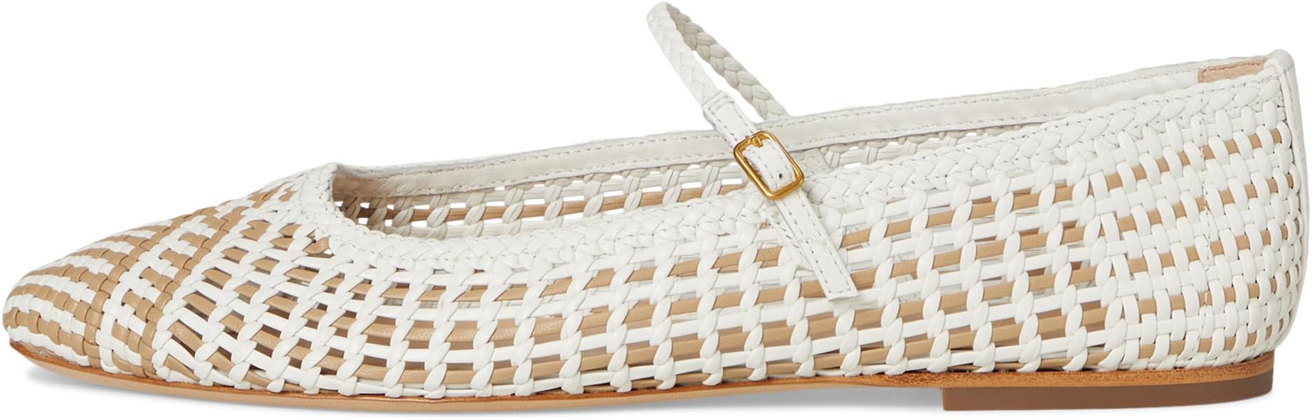 Балетки Veronica Beard Ellie Woven, White/Beige Woven Leather — фото 4