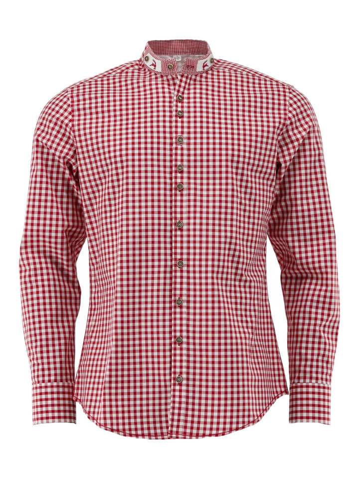 

Традиционная рубашка Прабу средне-красного цвета OS-Trachten