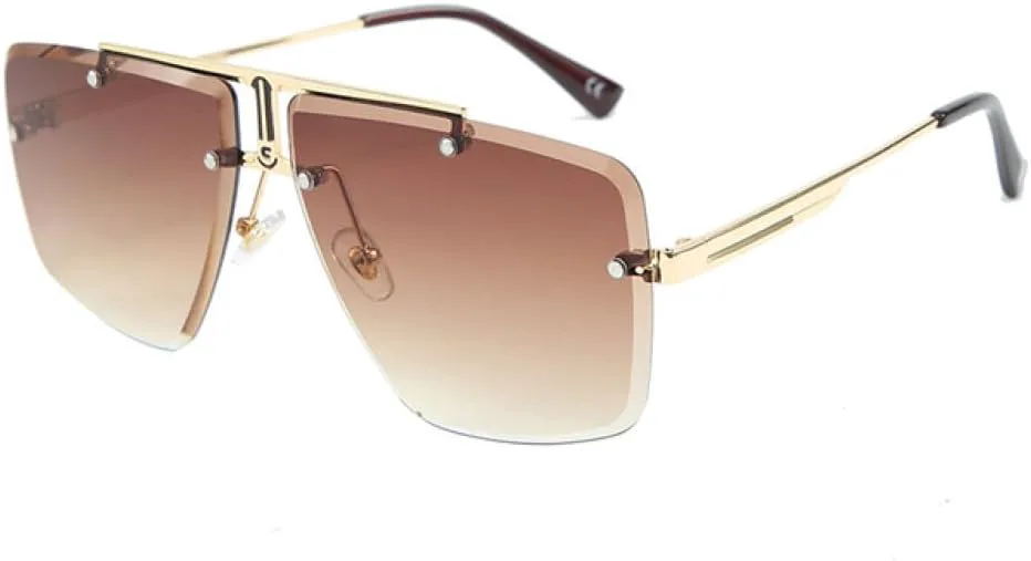 

Квадратные солнцезащитные очки без оправы для мужчин, модные солнцезащитные очки, классические роскошные очки для женщин, защита от ультрафиолета UV400 DSXLY, Tea