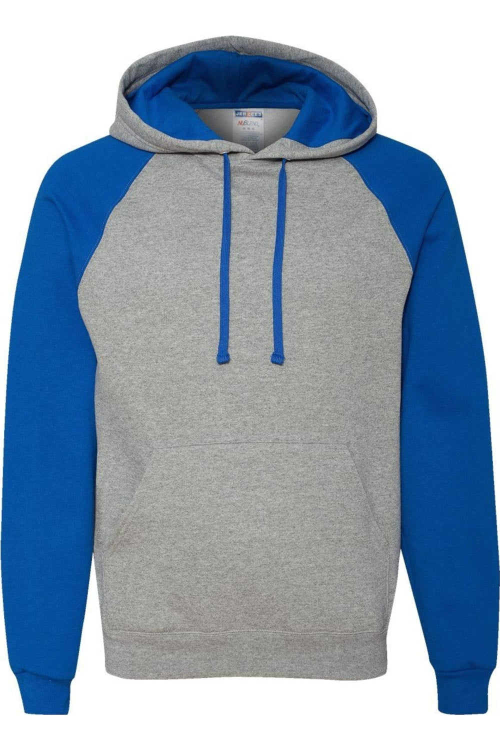 

Толстовка с капюшоном JERZEES Nublend Colorblocked Raglan, цвет oxford/ royal