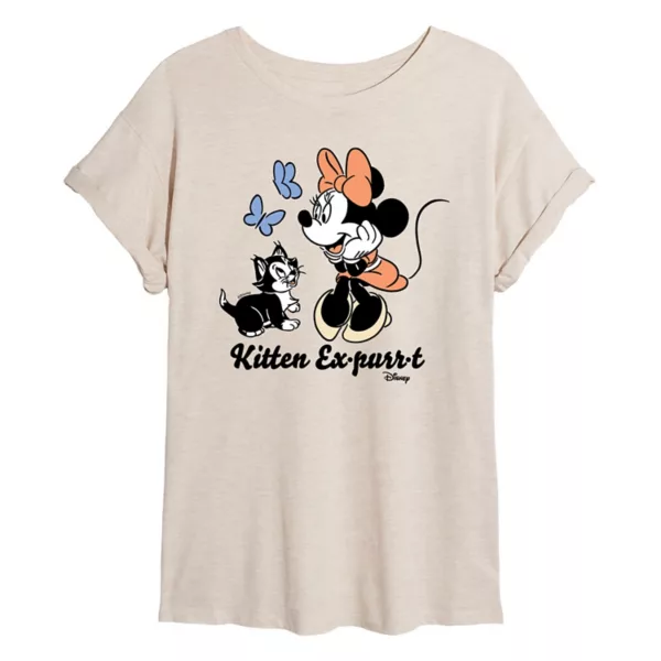 

Футболка оверсайз с Минни Маус и котёнком Фигаро Disney, бежевый