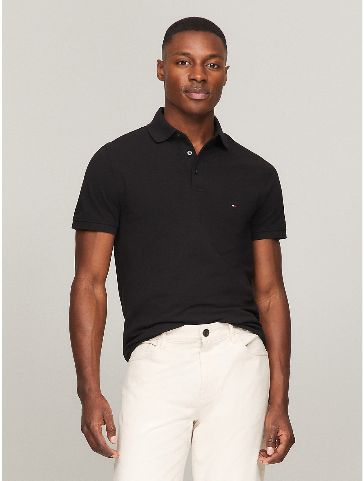 

Мужская облегающая рубашка Tommy Hilfiger Tommy Polo, черный
