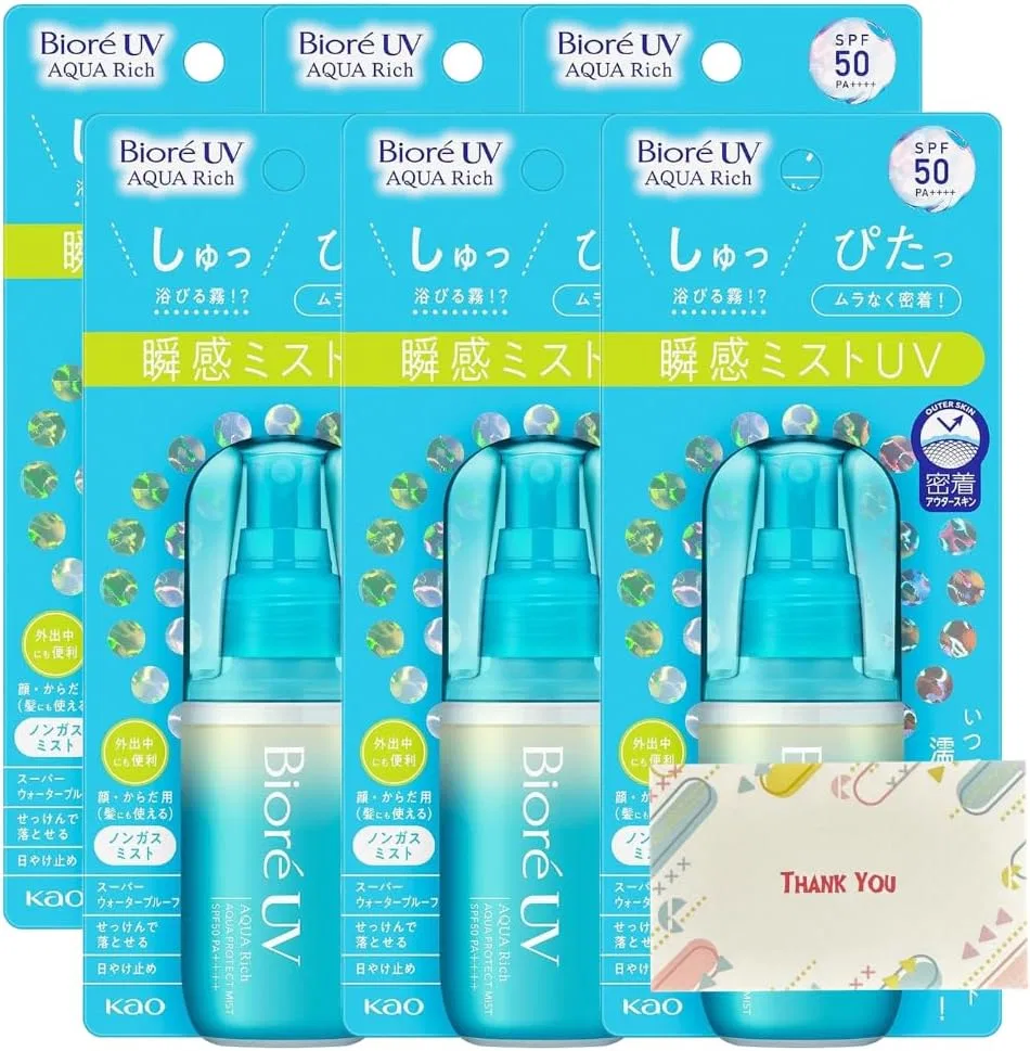 Солнцезащитный спрей Kao Biore UV Aqua Protect Mist, набор 6 штук, 60 мл Kunutonn