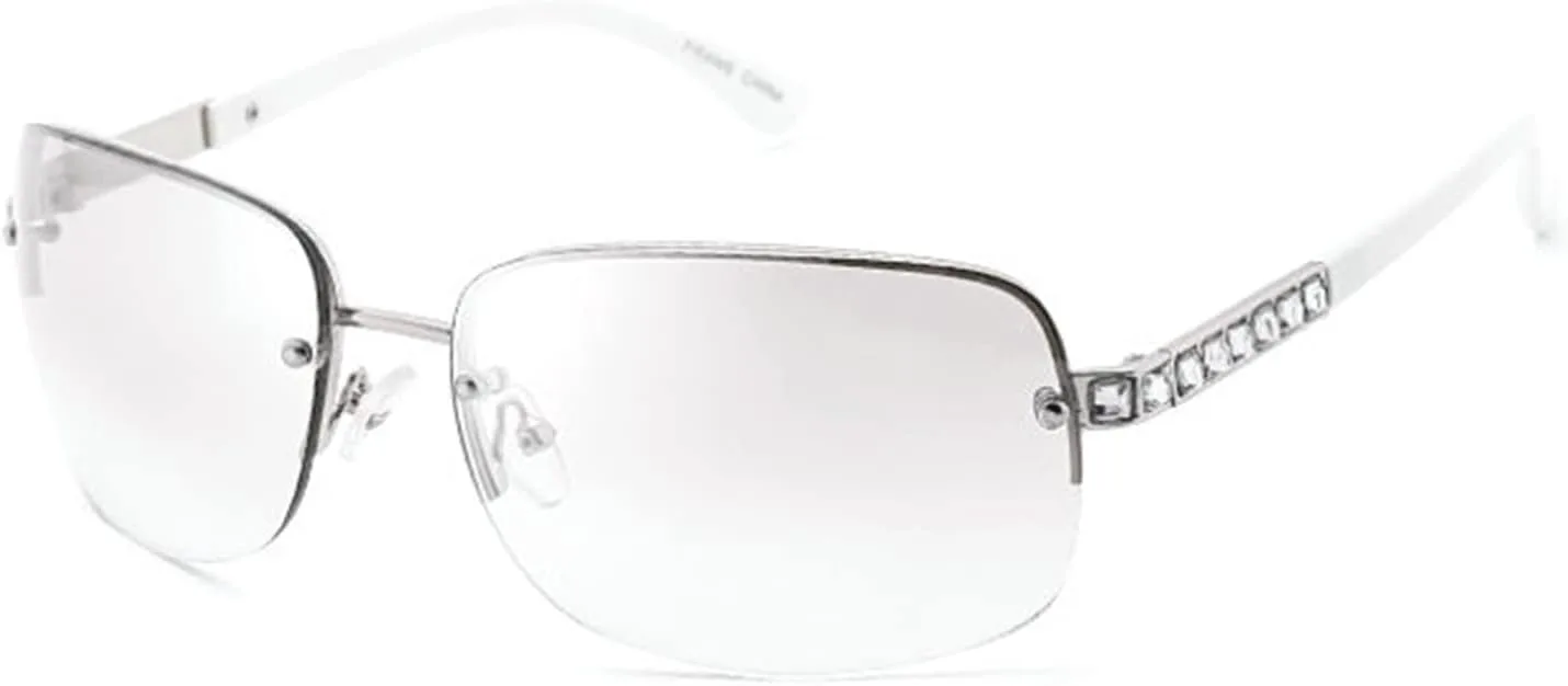 

Солнцезащитные очки Willochra Diamond без оправы для женщин, роскошные прямоугольные солнцезащитные очки с блестками и стразами, защитные очки-щитки, Silver