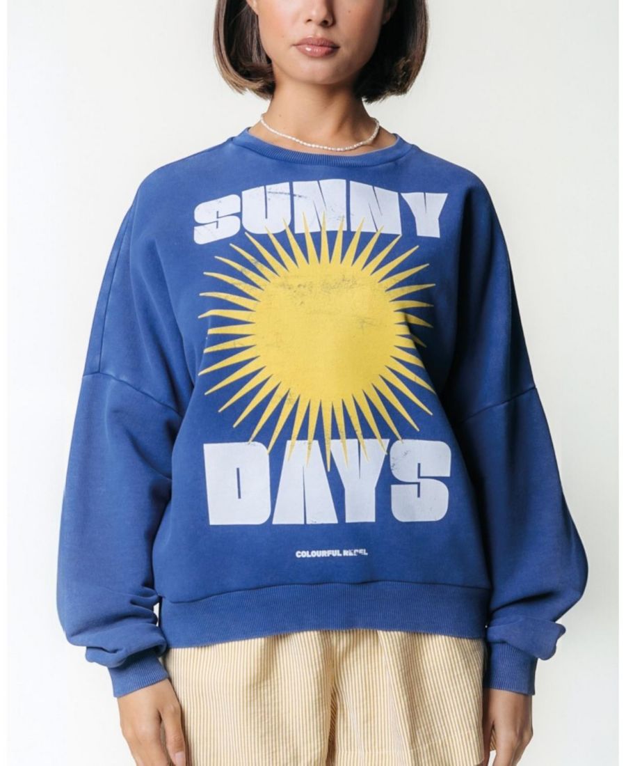 

Женская толстовка Sunny Days с эффектом кислотной стирки и приспущенными плечами Colourful Rebel, Blue
