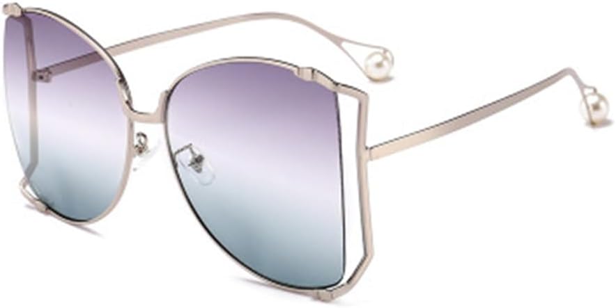 

Солнцезащитные очки в полуободковой оправе большого размера с жемчужными дужками и градиентными линзами, очки-«кошачий глаз», солнцезащитные очки UV400 для женщин VFDHN, C3