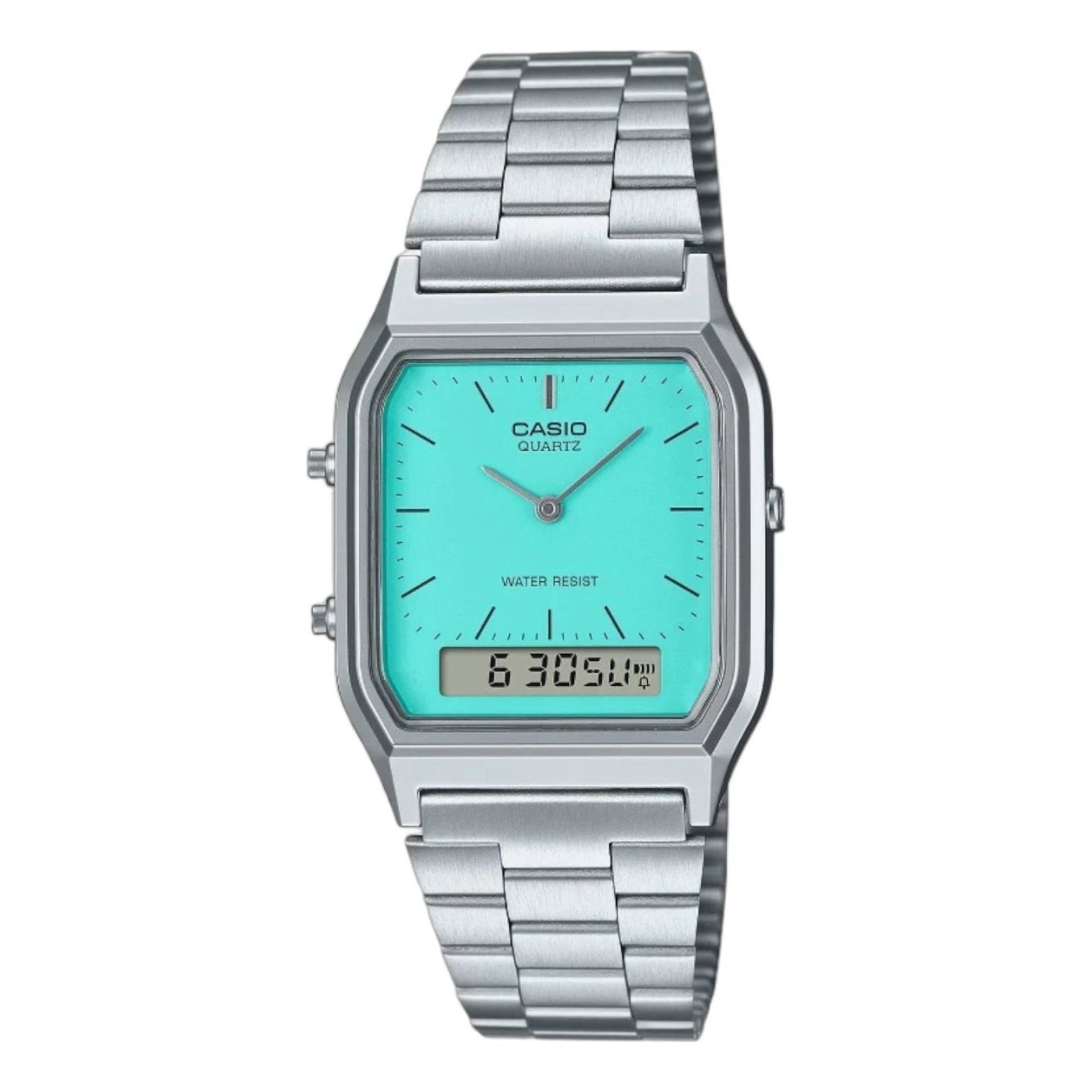 

Casio Vintage Dual Time Водонепроницаемый браслет из нержавеющей стали, серебристый, модель