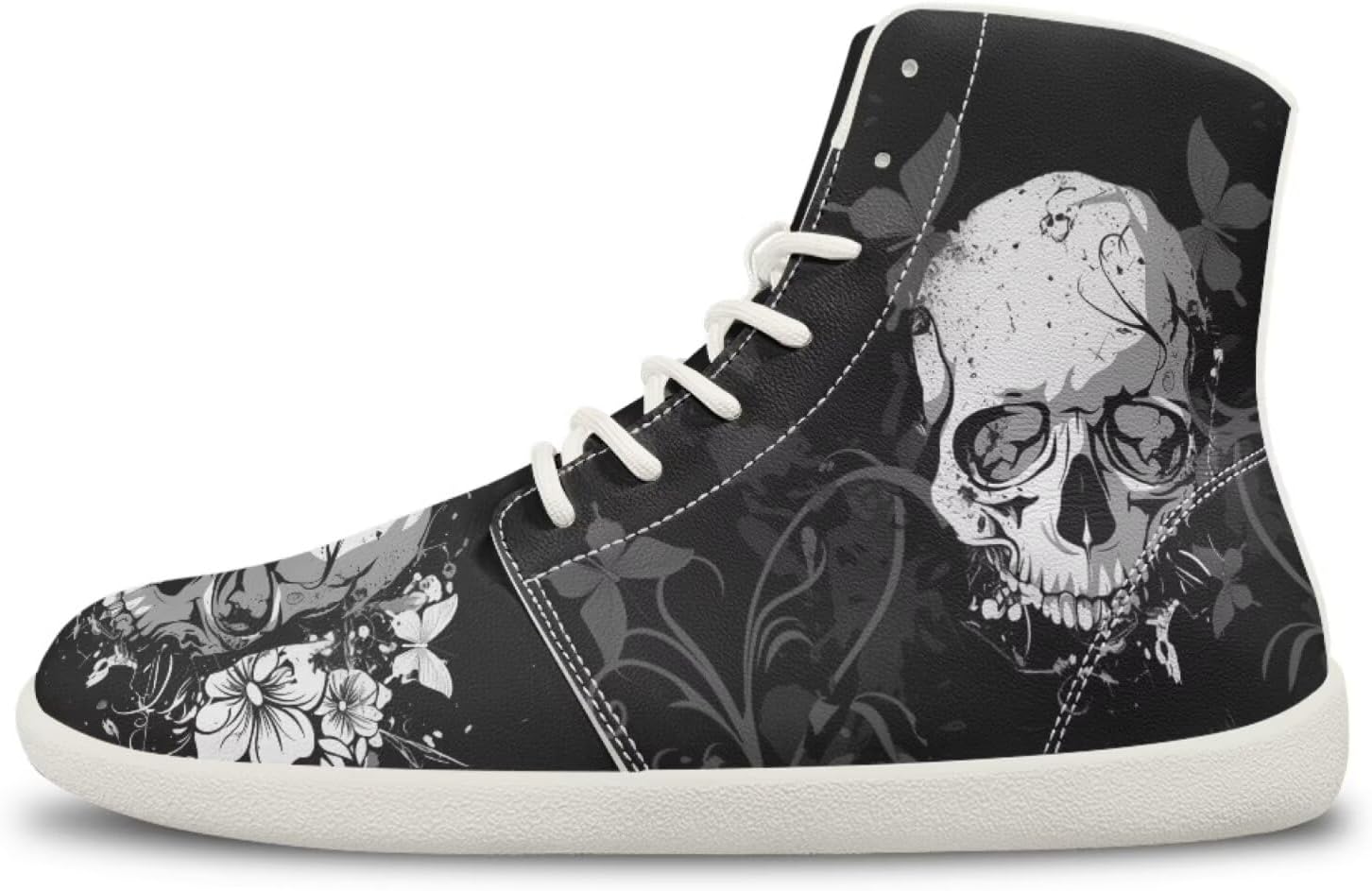 

Мужские кроссовки с черепом, высокие средней посадки, спортивные для бега, тенниса и активного отдыха, с ремешком Ecaestolph, белый/черный