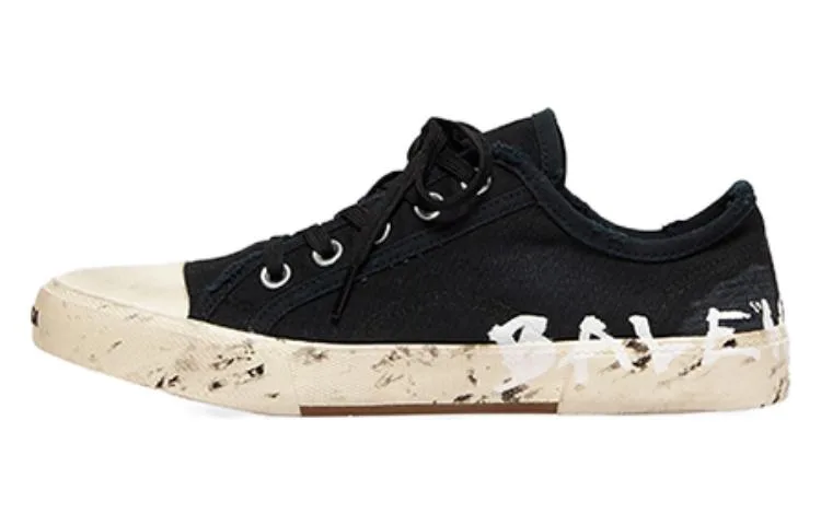 Balenciaga Кеды Paris Low Top 'Black Destroyed Cotton And White Rubber With Graffiti'