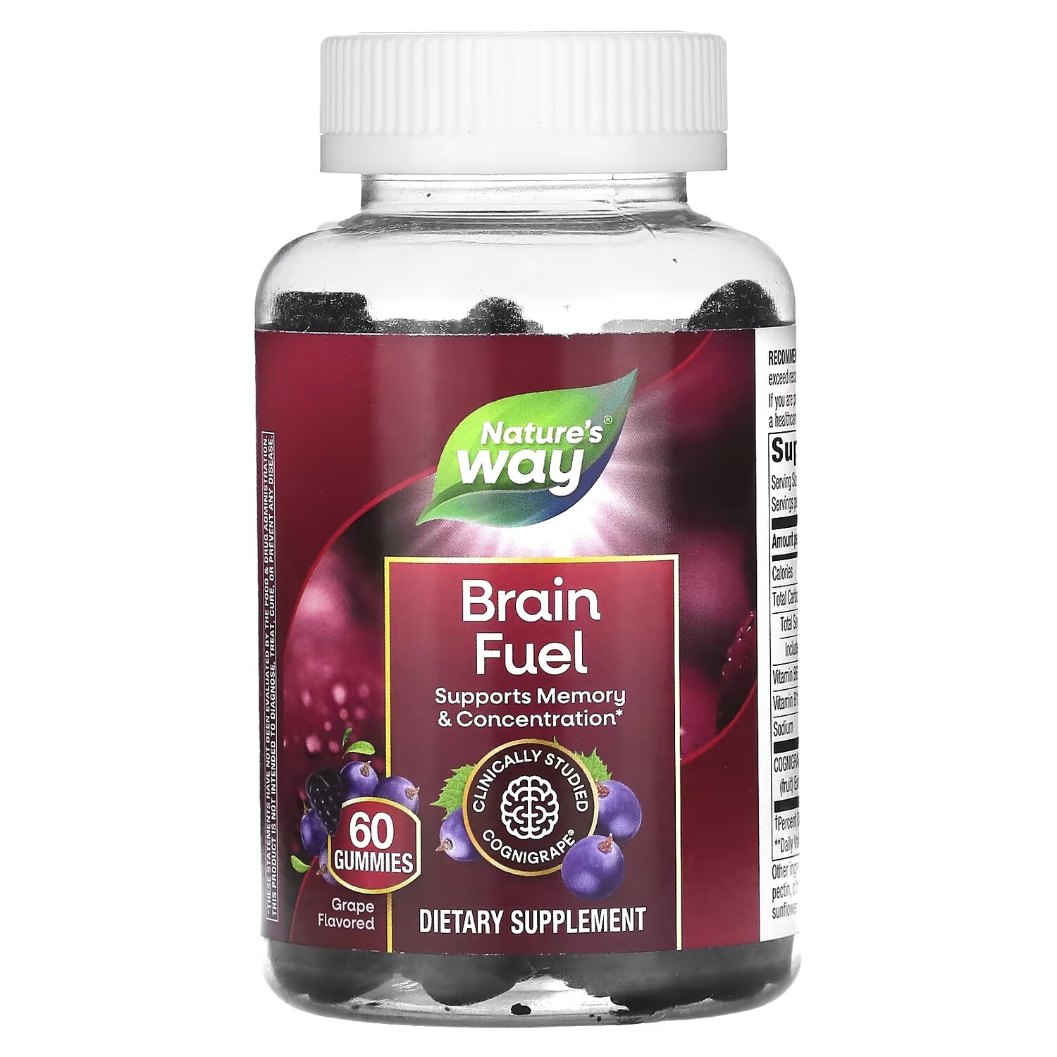 

Витамины для памяти Nature's Way Brain Fuel виноград, 60 конфет
