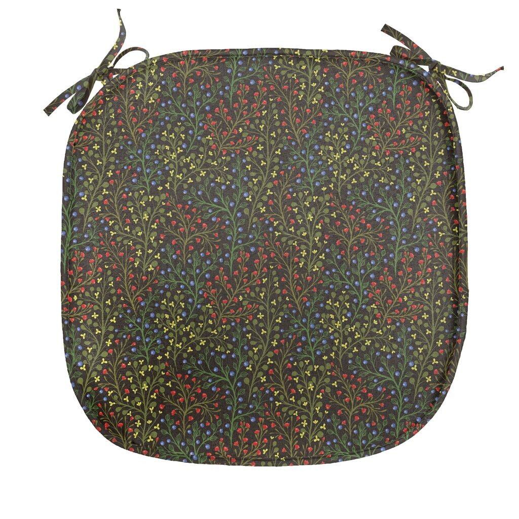 

Подушка для обеденного стула ABAKUHAUS Garden Art, Лесная дикая природа, декоративная водонепроницаемая подушка с ремнями для кухонных сидений, 40 см x 40 см, королевский синий армейский зеленый ярко-красный