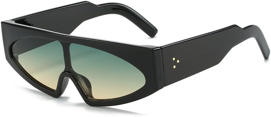 

Женские солнцезащитные очки в стиле ретро панк, цельные, с градиентным затемнением, защита от УФ-излучения UV400; мужские солнцезащитные очки с заклепками HDUBFY, Black Green