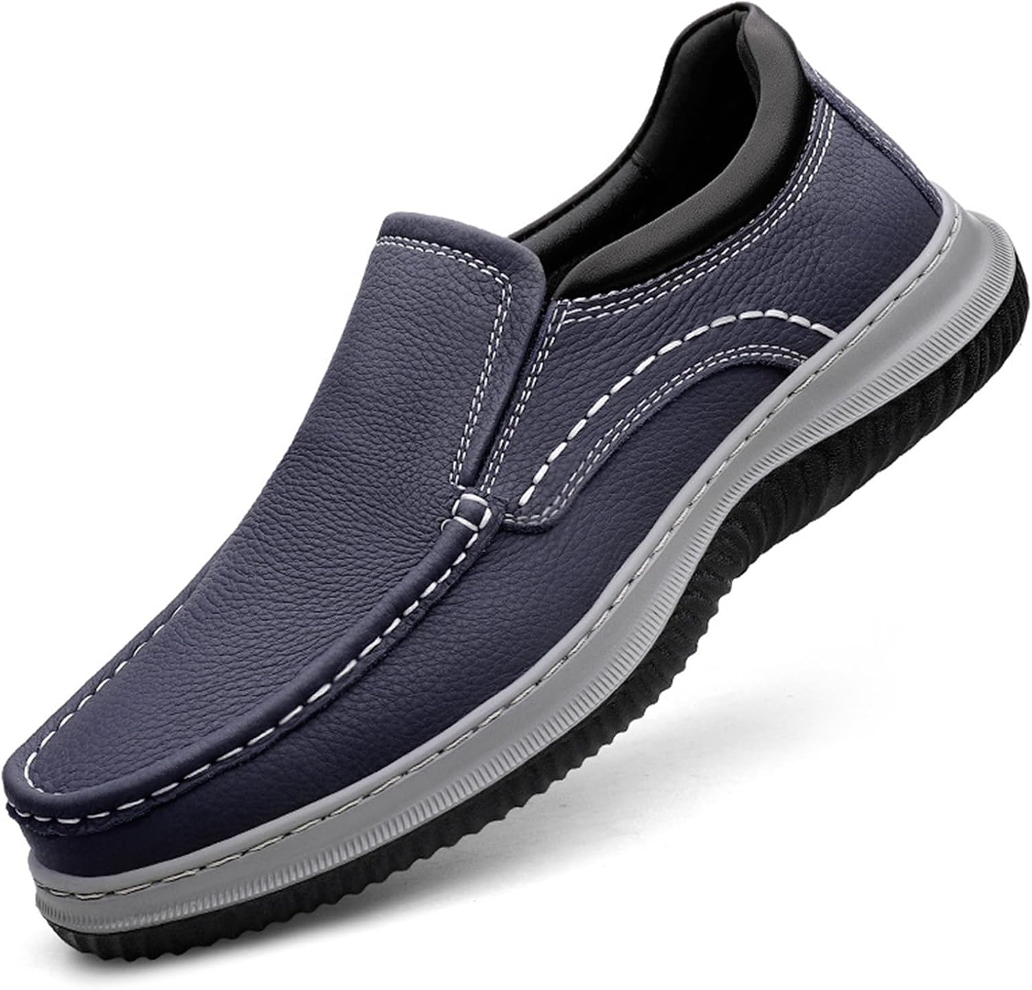 

Мужские кожаные повседневные слипоны-лоферы, легкие, модные, противоскользящие, деловые офисные туфли, удобные, мягкие, плоские, прогулок и прогулочных лодок Nxnbhsl, синий