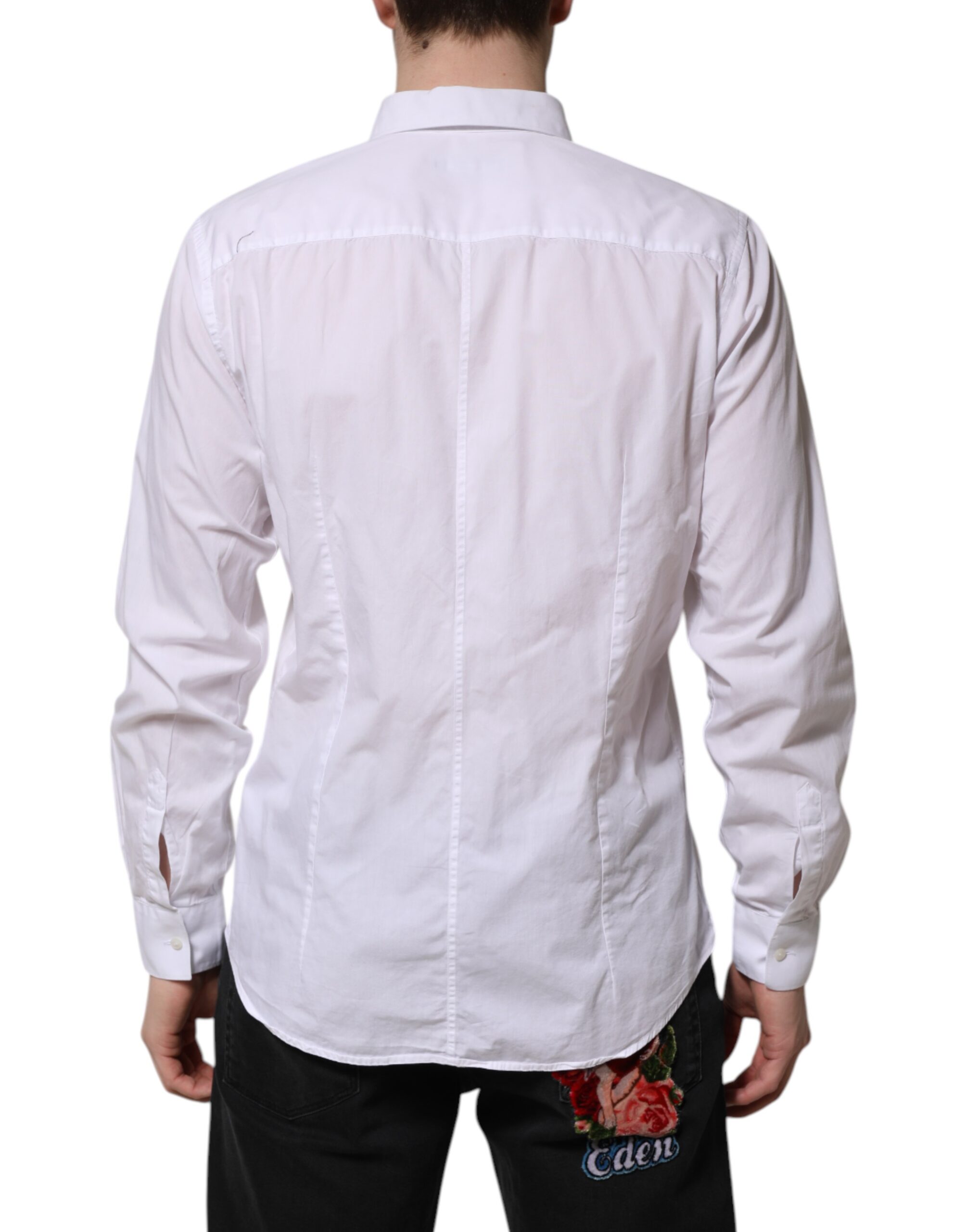 Белая хлопковая рубашка STAFF с длинными рукавами Dolce & Gabbana, White — фото 3