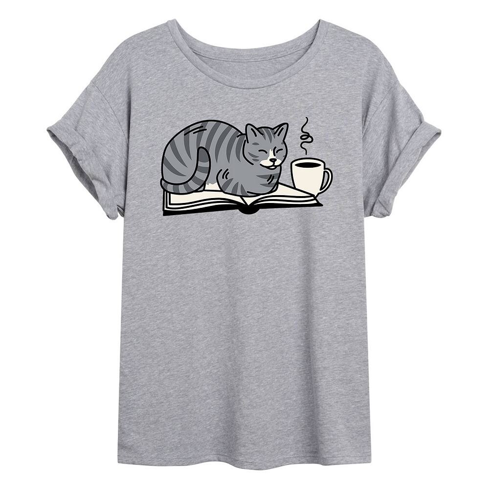 

Струящаяся футболка Junior' Cat On Book, цвет Heather Gray