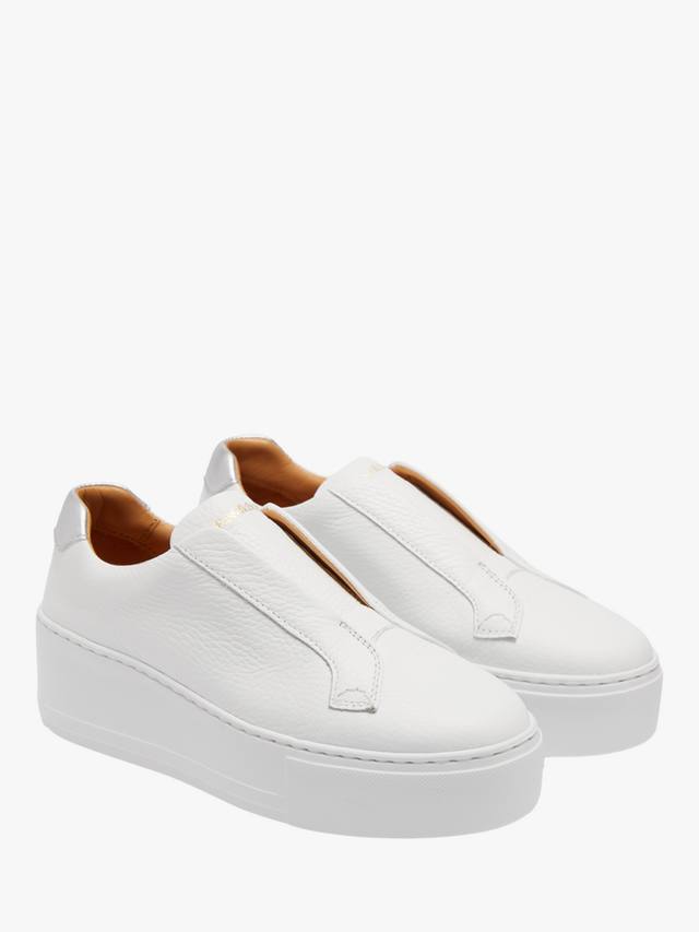 Тренеры Park Up из зерненой кожи без шнуровки на платформе Russell & Bromley, White — фото 2