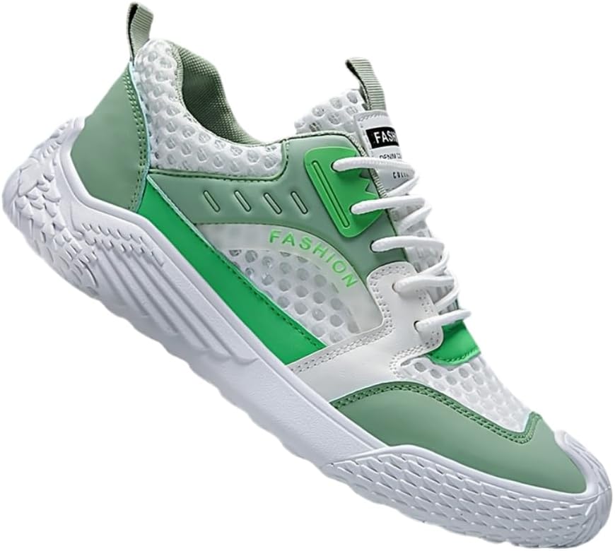 

Мужские летние повседневные кроссовки Hhhchpm - низкие с круглым носком, шнуровкой, комфортной стелькой, дышащей сетчатой подкладкой, модные кроссовки для повседневной носки, зеленый
