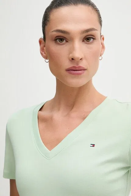 Футболка с коротким рукавом Tommy Hilfiger, зеленая — фото 4