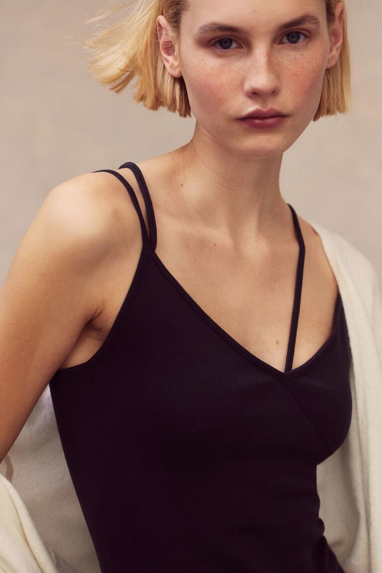 

Боди в рубчик с дополнительными бретелями H&M, серый