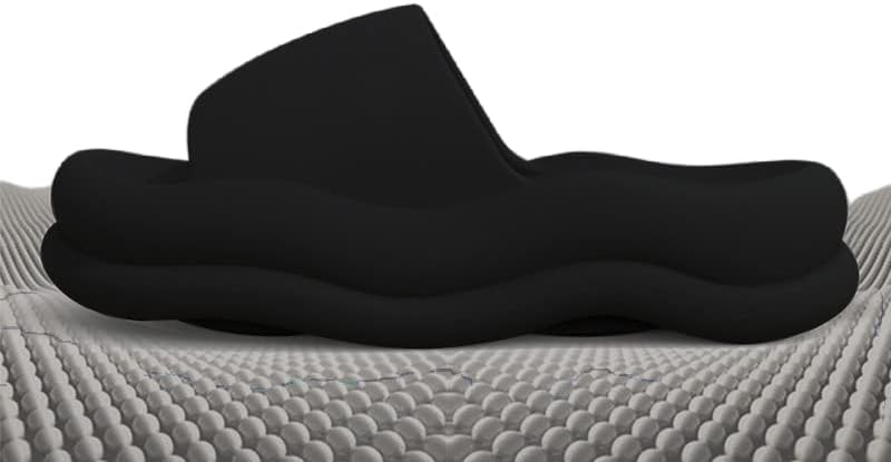 

ELLEES Унисекс взрослые милые тапочки-облака для женщин и мужчин, нескользящие сандалии для ванной и душа, с мягкой толстой подошвой, для дома и улицы, черный