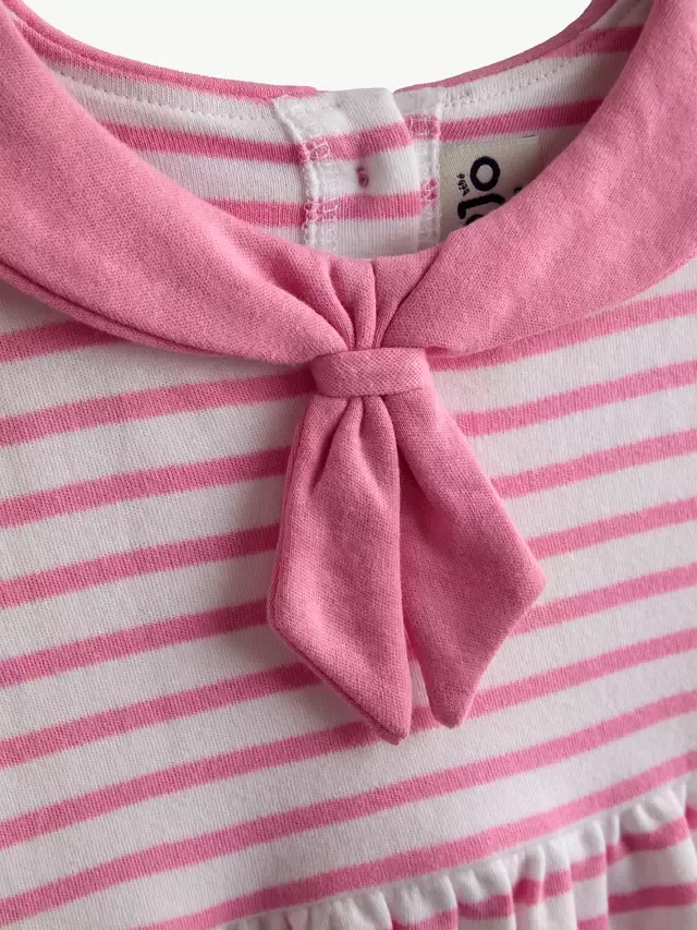 Детское полосатое матросское платье с короткими рукавами, светло-розовое JoJo Maman Bébé — фото 2