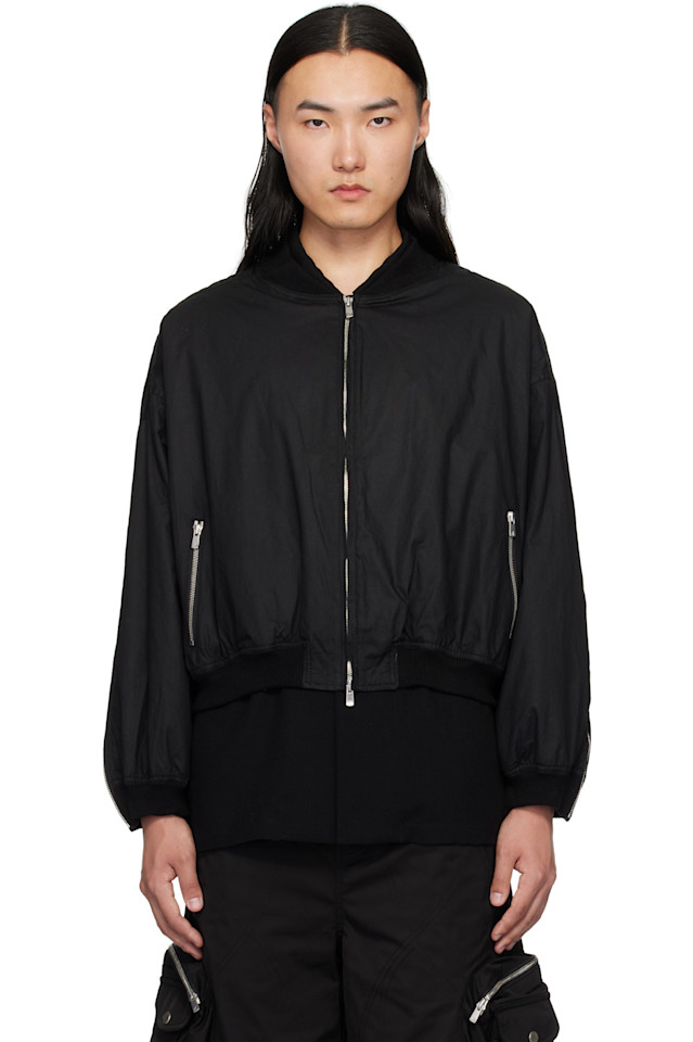 

Вощеная хлопковая куртка-бомбер MA-1 на молнии Fffpostalservice, черный